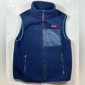 Simply Southern Medium Navy Plush Full Pile Preppy Full Zip Retro Vest